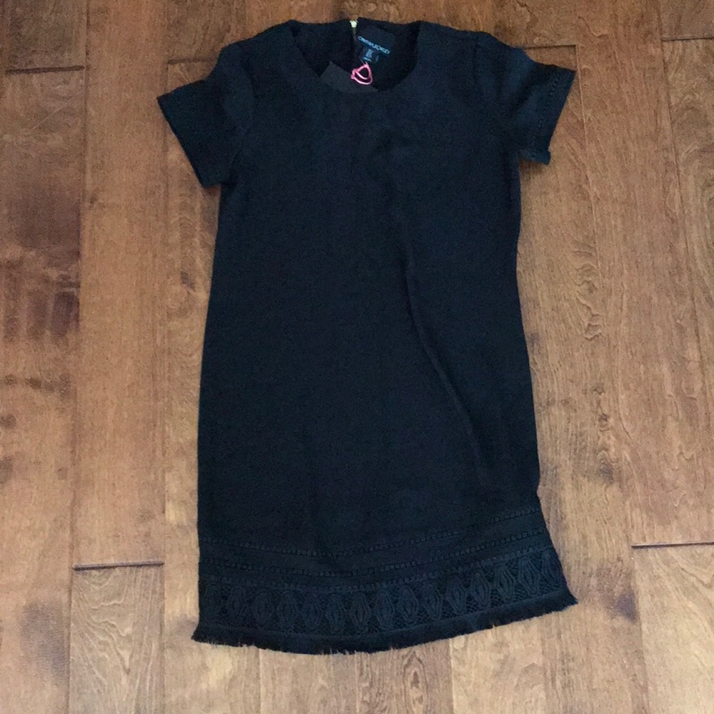 Cynthia Rowley Fringe and Lace Dress - Black